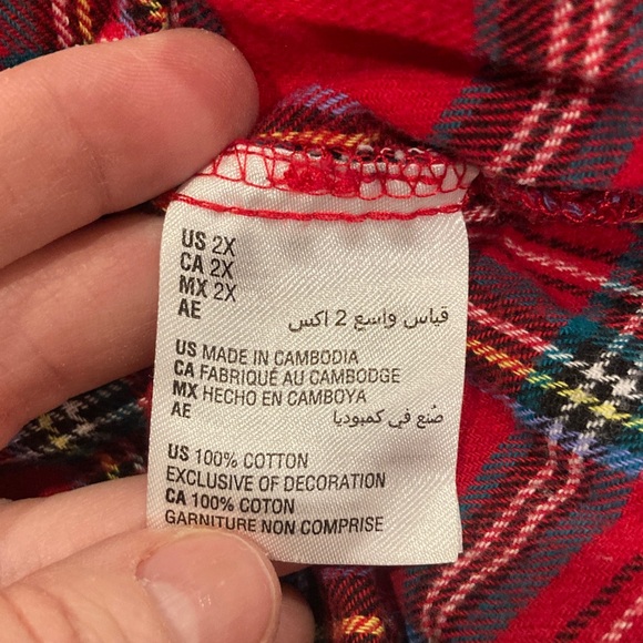 Women Family PJs red green plaid flannel 2 piece pajamas size 2X - Picture 11 of 11